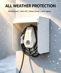 Heavy Duty Outdoor EV Charger Enclosure And Rainproof Steel Cover With Wall Mount built against rain and snow, protecting the EV charger.