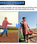Comparison of manual sowing vs Milwaukee 18V Compatible Salt And Seed Spreader Handheld Fertilizer Spreader With 3.7L Capacity.