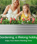 Two people gardening in Three Piece Tall Galvanized Raised Garden Bed Set For Outdoor Vegetable And Flower Gardening