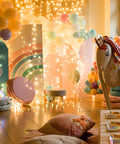 Whimsical room decorated with Six Pack Battery Operated Fairy Lights With Seven Foot Copper Wire 20 LED Waterproof String Lights
