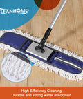 Heavy Duty 24 Inch Commercial Dust Mop with 59 Inch Extendable Handle shown on hardwood floor, wet or dry cleaning
