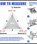 Diagram showing measuring guide for installing Beige Right Triangle Sun Shade Sail 10x10x14 Ft For Patio, 95 Percent UV Block, Beefy 200GSM Mesh.