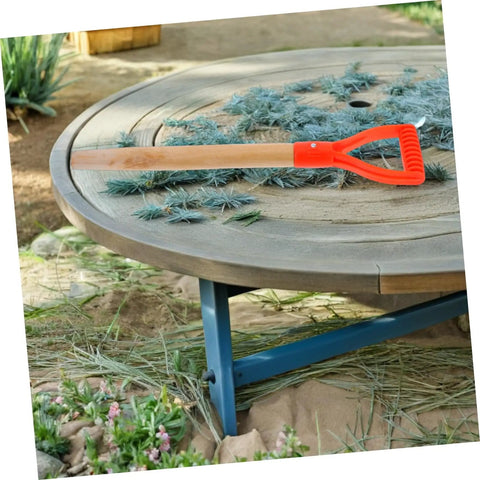 Garden Fork Replacement Handle D Shape Wooden Shovel Grip With Nonslip Surface on a wooden table outdoors