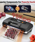 95kPa Vacuum Sealer Machine With Easy Lock Handle And Built In Cutter Includes One Bag Roll And Ten Pre Cut Bags Pro Grade