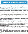 Precautions before use for Real Deal Heavy Duty Air Plunger And Drain Cleaning Kit, highlighting safety instructions.