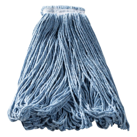 Top Shelf Heavy Duty Industrial Wet Mop Built With Ultra Absorbent Cotton Blend Head And Tough Blue Loop Band To Knock Kitchen And Office Spills Dead Pack Of 12 blue cotton blend mop head