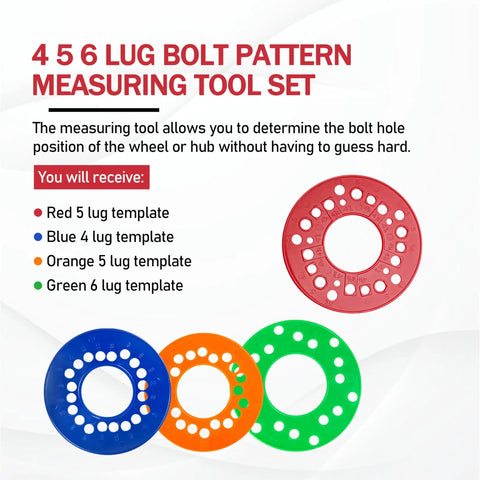 Lug Bolt Pattern Measuring Tool Kit For 4 5 6 Lug Patterns Wheel Pattern Template Set Of 4 in various colors