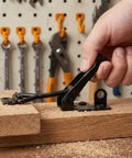4 Piece Heavy Duty Metal Toggle Clamp Latch Set being used on wood, adjustable stainless steel quick release pull clamps in action