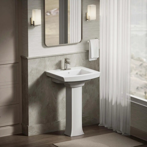 Archer Pedestal Base in White For Vitreous China Bathroom Lavatory Upgrade That Feels Right With Archer Basin Sets And All The Related Accessories K 2357 0 One Size in a modern bathroom setting