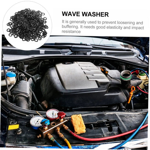 Spring Wave Washer Gasket Kit 500 Pieces Spring Steel Wave Washers For Electrical Connections And Automotive Applications, Prevent Loosening, Protect Screws, High Resilience And Durable Sealing in car engine bay