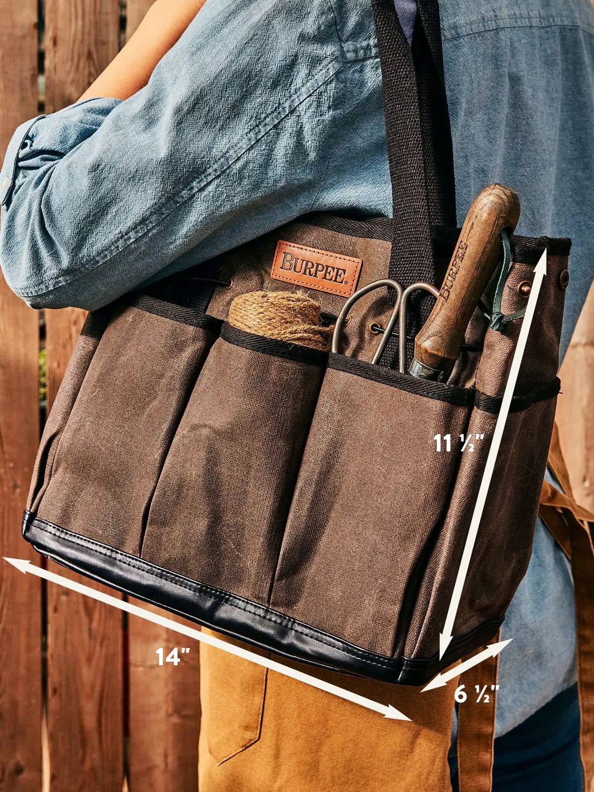 Waxed Canvas Garden Tool Tote With Eight Exterior Pockets ✓