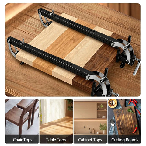 24 Inch Panel Clamp Set 2 Pack With 4 Way Pressure Heavy Duty All Steel Parallel Clamps For Woodworking Keeps Panels Flat And Aligned With Self Centering Parallelogram Linkage Delivers Even Pressure On All Sides And Prevents Warping, holding a glued wood panel