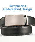 Men's Leather Ratchet Belt With Automatic Buckle No Hole Trim To Fit 36 To 42 Inch Waist Versatile Dress And Casual Belt