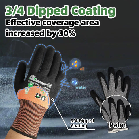 ANSI A6 Cut Resistant Work Gloves With Three Quarters Nitrile Coating Built Tough For Woodworking Metal Cutting Glass Handling And Construction Touchscreen Ready Size Large One Pair