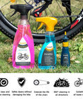 Bike Chain Cleaner Kit With Bicycle Cleaner Degreaser Lubricant And 12 Piece Cleaning Set displayed on grass next to bike wheel