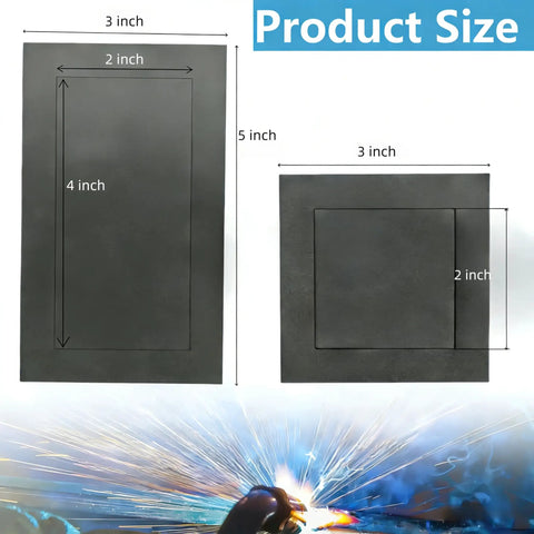 Beginner Friendly Welding Practice Kit With 24 Welding Coupons, 18 Gauge Mild Steel Plates dimensions displayed 3x5 and 3x3 inches