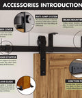 Ceiling Mounted Sliding Barn Door Hardware Kit With Flat Track, No Clearance Limit, Space Saving Room Divider diagram