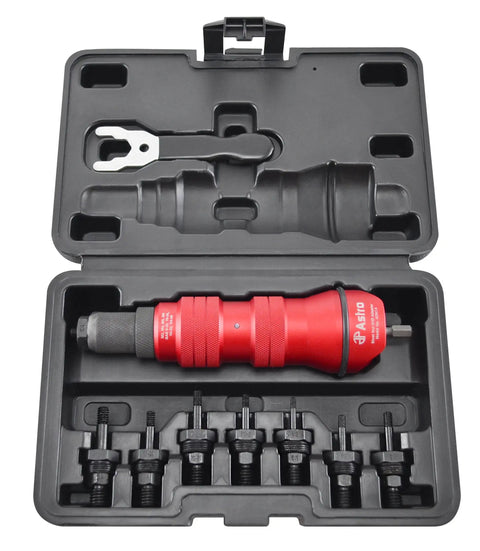 Rivet Nut Drill Adapter Kit Turns Any Drill Into A Power Rivet Nut Setter With 8 Mandrels And Nosepieces In Metric And SAE in case