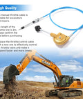 2m Heavy Duty Throttle Cable for Mini Excavator Replacement, showing blue sheath and stainless steel core in use with excavator.