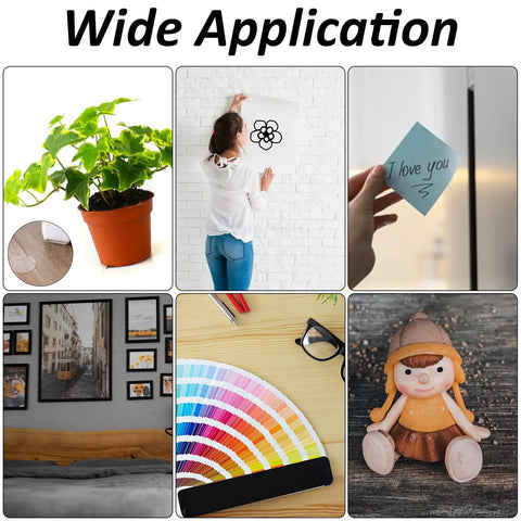 Collage showcasing wide application of 80 Transparent Tablecloth Clips Set With Double Sided Mounting Tape Dots for indoor and outdoor decor.