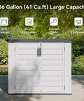 Heavy Duty HDPE Outdoor Storage Box 41 Cu Ft 160 Gallon Waterproof Lockable Deck Box shown closed in a garden setting