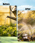 Comparison of watering methods: manual watering before and 2-Piece Half-Inch All-Metal Brass Impact Sprinkler Heads With Heavy-Duty Build 360 Degree Adjustable Coverage after