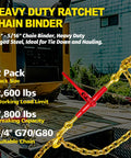 Heavy Duty Ratchet Chain Binder One Quarter To Five Sixteenths Inch, 2 Pack With Clevis Hooks, 2,600 Lbs Working Load