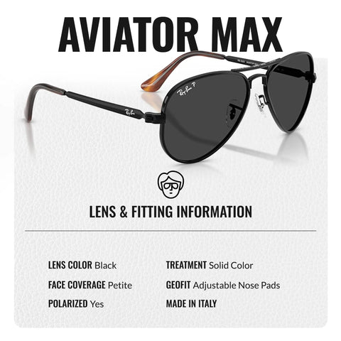 RB3925 Pilot Shape Polarized Sunglasses For Men And Women With Black Frame And Polarized Lenses All Day Everyday Wear Ready Includes Official Eyewear Kit For Formal And Casual Styles, displayed on white background with lens and fitting details.