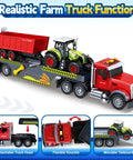 3 In 1 21 Inch Semi Flatbed Truck Toy With Farm Truck For Toddlers And Kids Ages 3 4 5 6 7 Friction Powered Vehicles