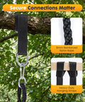 Close-up of hanging straps and 8mm reinforced nylon rope for 40 Inch Saucer Tree Swing For Kids And Adults