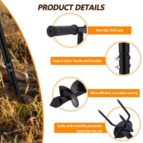2 In 1 Hand Auger Spiral Drill For Planting And Hole Digging, 44.5 Inch Post Hole Digger With Twist Tiller, details and uses