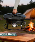 Carrying 19 Inch Portable Propane Fire Pit Smokeless Round Fire Bowl With Cover And Carry Kit 58,000 BTU Outdoor Patio