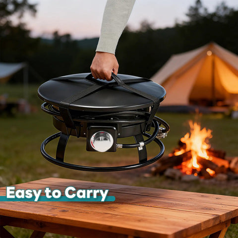 Carrying 19 Inch Portable Propane Fire Pit Smokeless Round Fire Bowl With Cover And Carry Kit 58,000 BTU Outdoor Patio