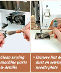 Using Wooden Lint Brush For Sewing Machines And Sergers With Built In Hanging Strap Cleans Fabric Fibers From Small Corners Handy Pro Grade Sewing Machine Cleaning Brush For Detail Work
