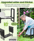 Heavy Duty 19 Inch Garden Stool And Kneeler With Upgraded Wider 1.6 Inch Cushion in use by gardener kneeling