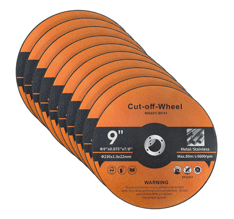 10 Pack 9 Inch Cut Off Wheels 0.075 Inch Thick 7/8 Inch Arbor For Angle Grinder Heavy Duty Aggressive Metal And Stainless Steel Cutting
