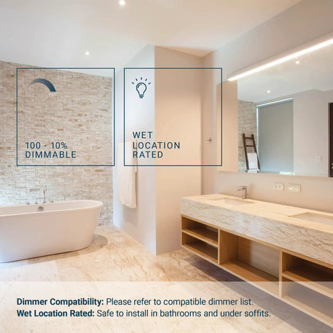 Bathroom with 12 Pack LED Disk Lights 5 To 6 Inch Dimmable Surface Flush Mount 15W 1050lm 5000K Daylight Ceiling Disc Lights installed