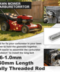 250mm M6 1.0 Threaded Rods 304 Stainless Steel Right Hand Fully Threaded Screw Rods For Lawn Mower Carburetor And Mechanical Fastening Replacement Studs 5 Piece Set shown with lawn mower engine applications