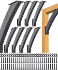 Beefy Heavy Duty Arc 45 Degree Angle Support Brackets Set For Wood Frames, Sturdy Bracing For Gazebos Decks Porches Log Cabins And Pergolas, Actual Size 1.5x3.2 Inches, 8 Pack, Outdoor Powder Coated Black.