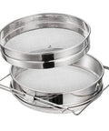 Stainless Steel Honey Strainer With Double Sieve For Beekeeping Gear, Mesh Filter Screen, 9 Inch Diameter, 4 Inch Depth