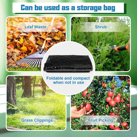 Image showing uses for Outdoor Compost Bin For Garden 34 Gallon Reusable Yard Waste Bag Big Capacity For Kitchen Scraps Leaves Weeds Plant Waste Black Durable Outdoor Recycling Solution Mess Free, with leaf waste, shrub trimmings, grass clippings, and fruit picking.