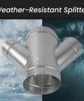 Four Way Ducting Splitter W Shape 45 Degree Branches Heavy Duty Galvanized Steel Dust Collection Fitting Pro Grade