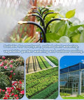 Heavy Duty 360 Degree Curved Garden Irrigation System With 49 Point 2 Ft Bendable Hose And 15 Adjustable Atomizing Copper Nozzles in use