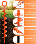 Heavy Duty Screw In Ground Anchors 15 Inch Spiral Earth Anchors 4 Pack with Detachable Eye Ring and Flat Cap