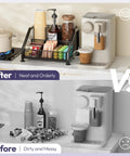 Countertop Coffee Bar Organizer With Tiered Shelves Space Saving K Cup Holder And Pod Storage Before and After Comparison