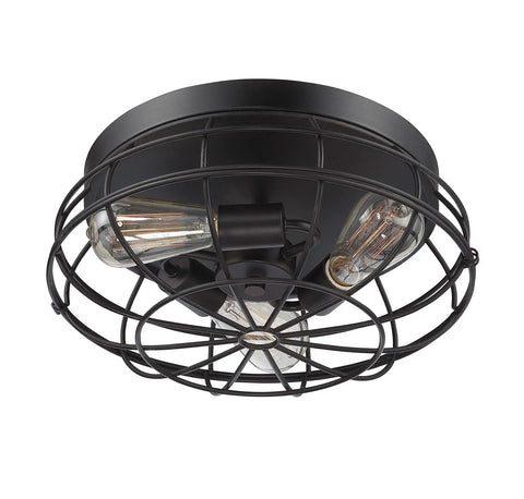 Scout Industrial Rustic Farmhouse Flush Mount Ceiling Light An Elegant 3 Light Fixture With English Bronze Finish, top view