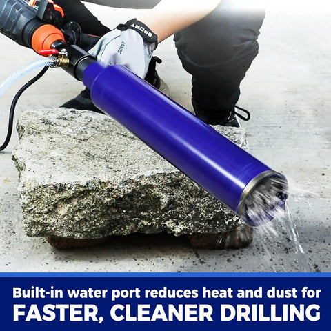 4 Inch Pro Core Drill Bit With SDS Plus Water Injection Adapter 14 Inch Depth Wet Core Bits For Concrete in use on stone