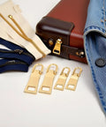 Gold Zipper Pull Replacement Set Pro Grade Four Metal Zipper Handles for Luggage Bags Backpacks Jackets Boots and Coats