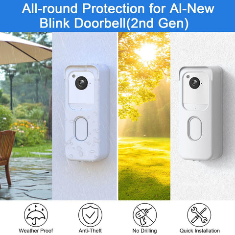Adhesive Door Mount For All New Video Doorbell Camera 2nd Gen No Drill Mounting Bracket in white installed outdoors
