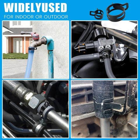 Various uses of 130-Piece Spring Band Hose Clamp Kit With Pliers For 6-25mm Clamps Range Ideal For Fuel Lines and Water Pipes